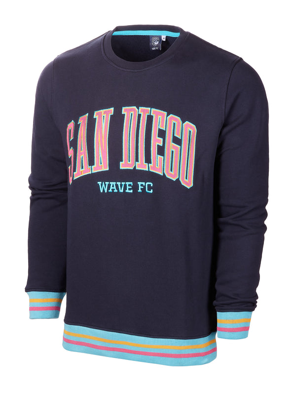 Unisex San Diego Wave FC Wordmark Striped Ribbing Crew Neck Fleece