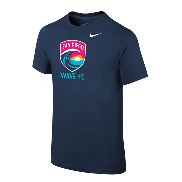 Youth Nike San Diego Wave FC Crest Core Cotton Short Sleeve Tee