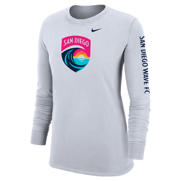 Women's Nike San Diego Wave FC Crest and Sleeve Core Cotton Long Sleeve Tee